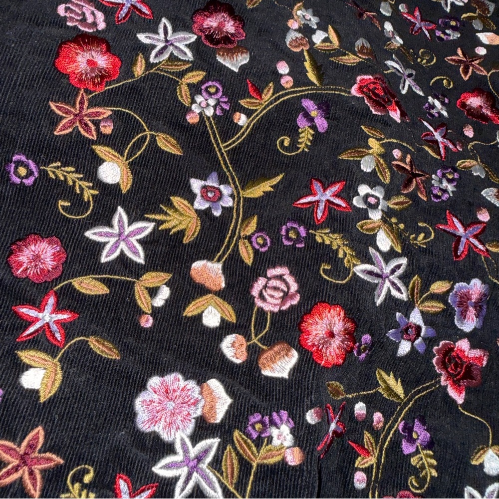 Vtg Betsey johnson skirt 8 corduroy mini floral embroidery - Picture 2 of 8